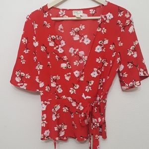 midnight sky size large foral wrap top